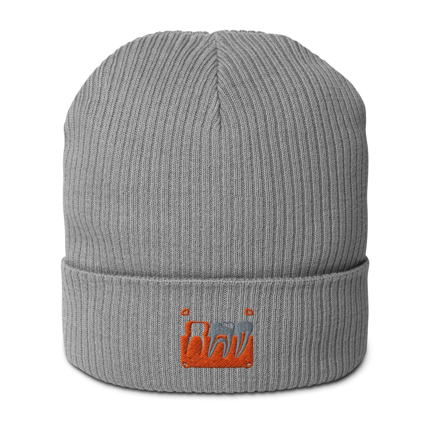 Gerippte Bio-Beanie mit kleinem gesticktem Retro-Röntgenmotiv im Pop-up-Stil – minimalistisches Dental-Accessoire für Zahnmedizin- und Streetwear-Fans in Schwarz, Navy oder Hellgrau