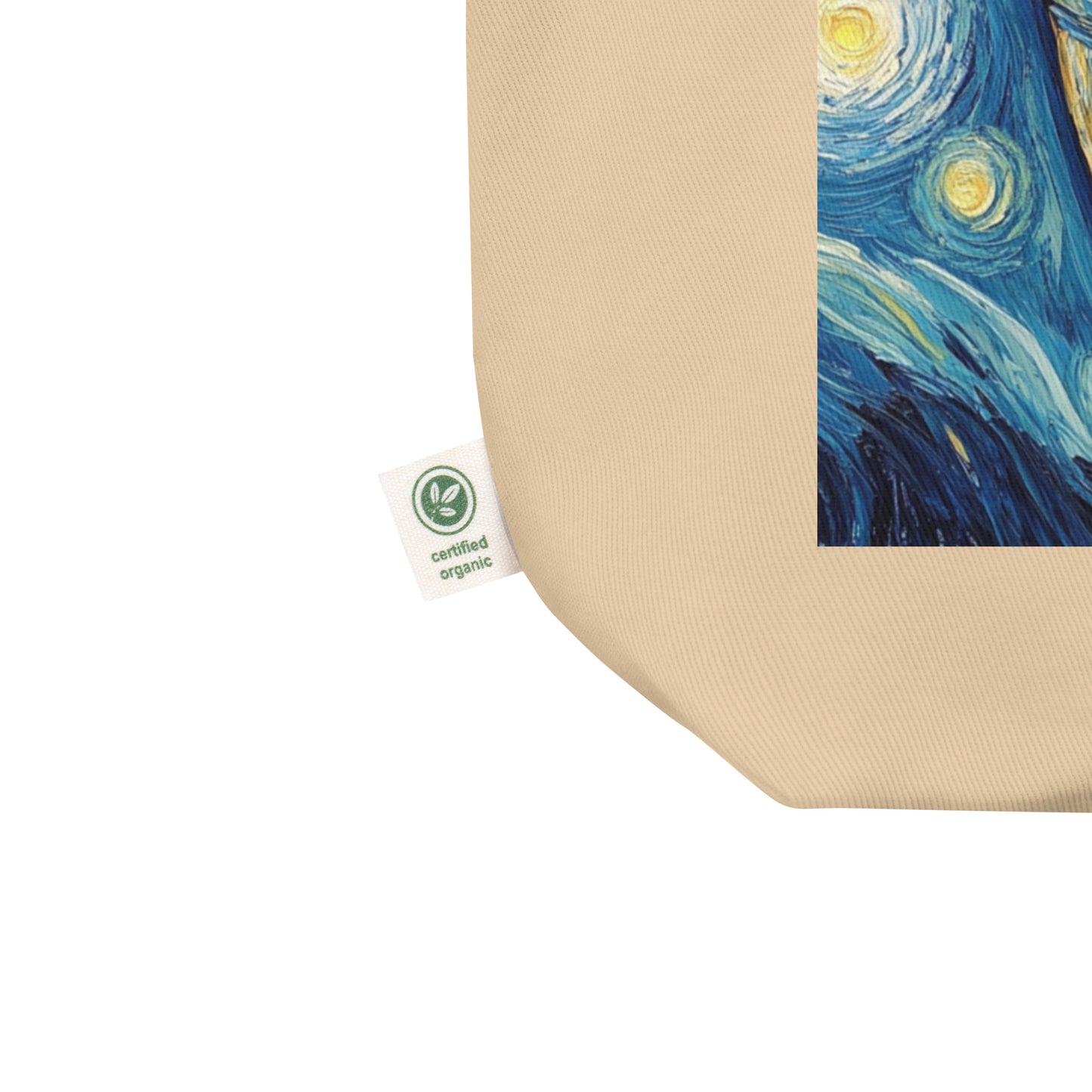 Schwarzer Bio-Baumwollbeutel mit kreativem Zahndesign im Sternennacht-Stil, perfekt als Geschenkidee für Zahnmediziner oder zum Shoppen – nachhaltig und stilvoll.