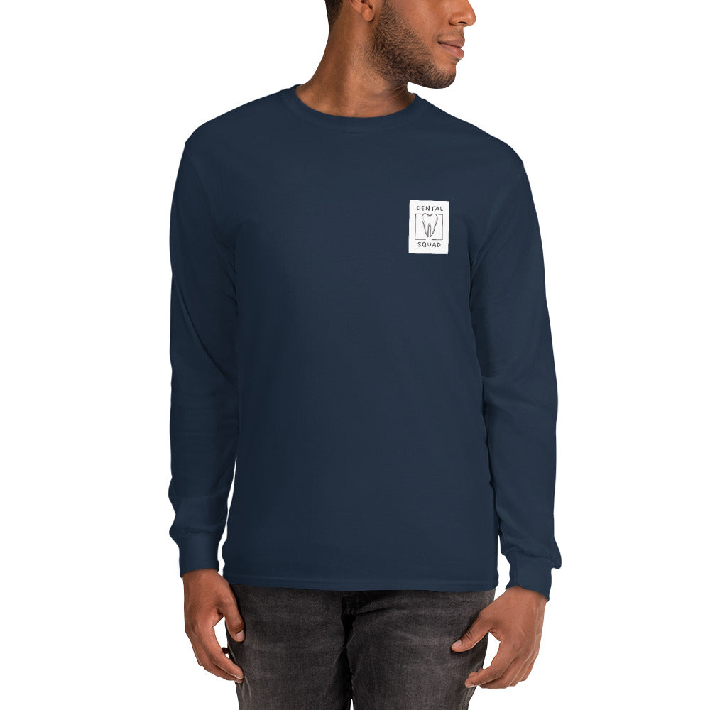 Langarmshirt für Zahnmediziner mit Zahn-Icon auf der Vorderseite – Navy Blau