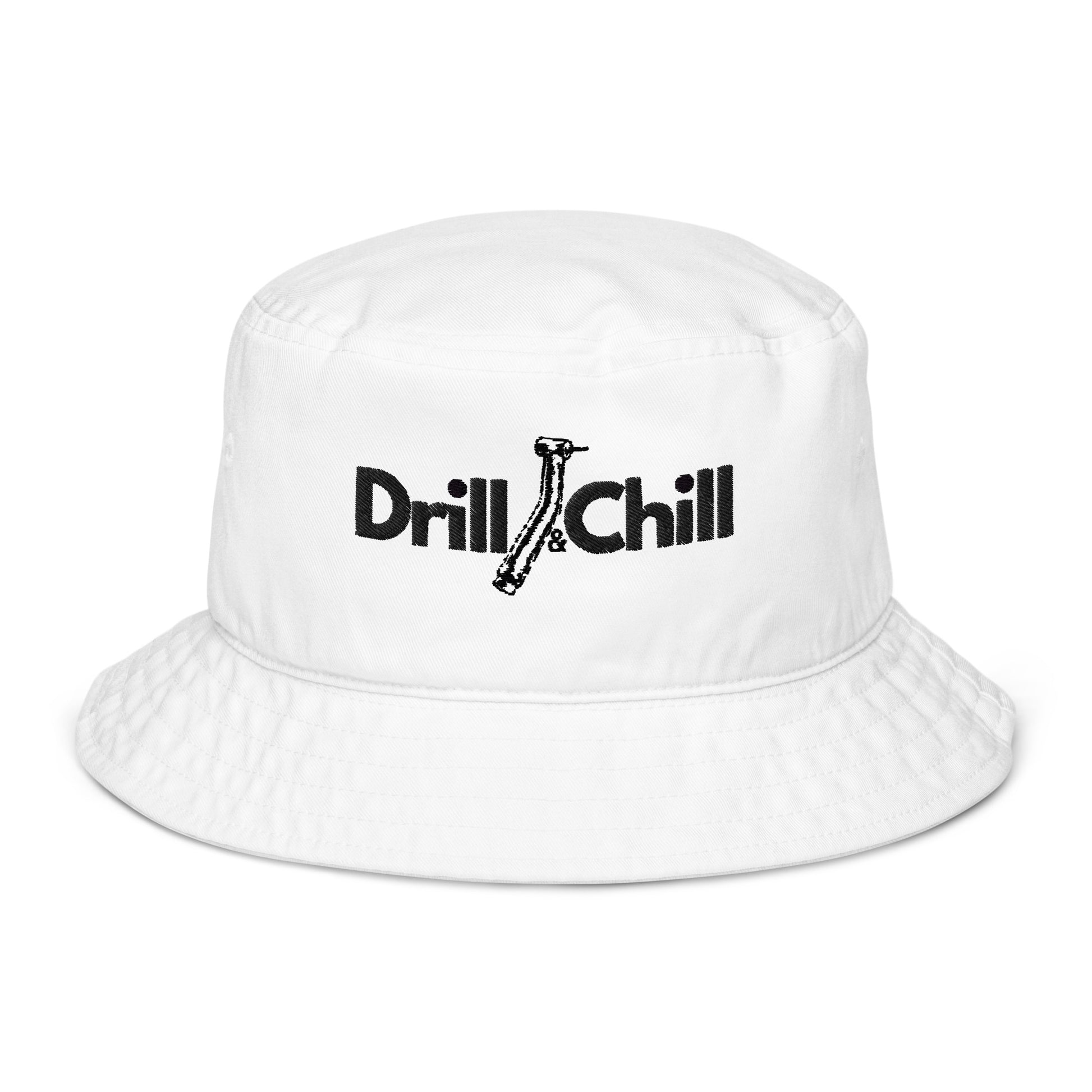 Bestickter Drill & Chill Fischerhut aus Bio-Baumwolle im Dental-Streetwear-Style