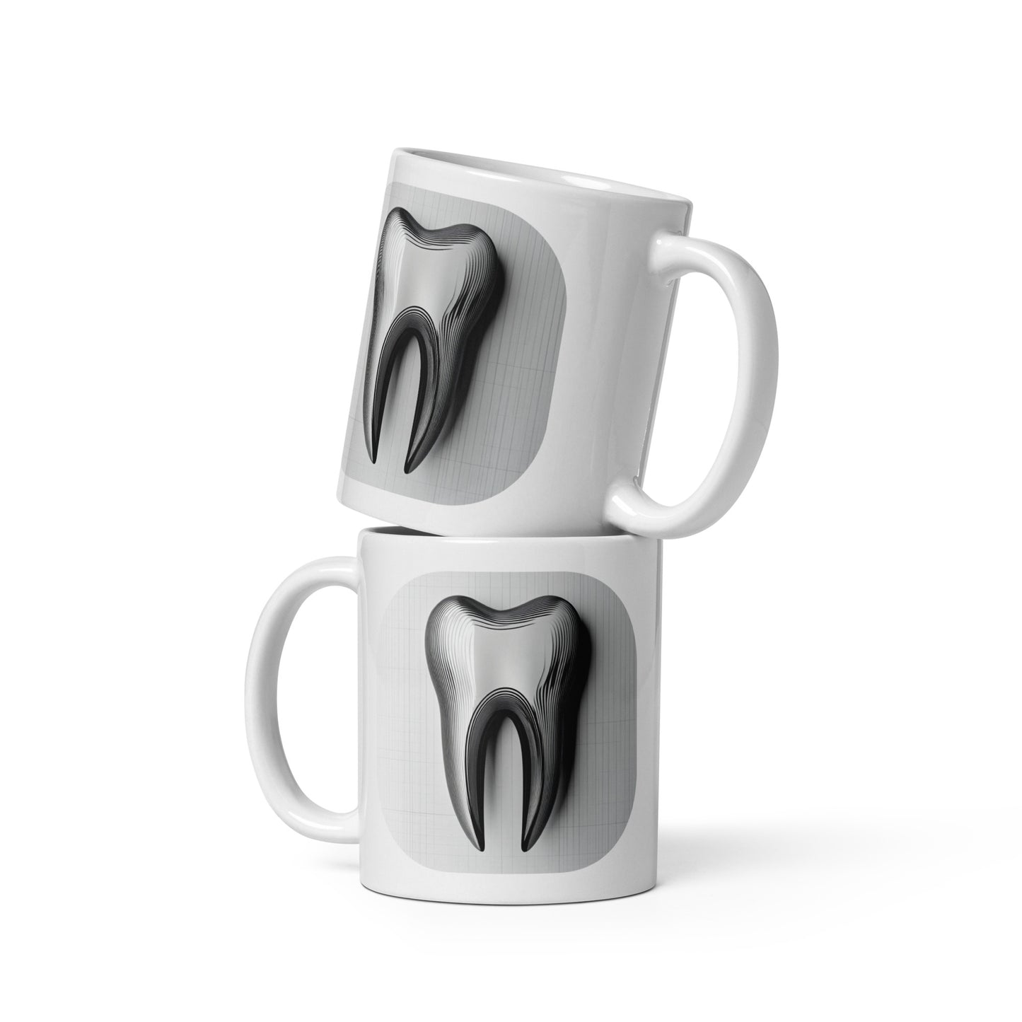 Tasse mit monochromem Zahnmotiv und minimalistischem Design – ideal für Zahnmediziner
