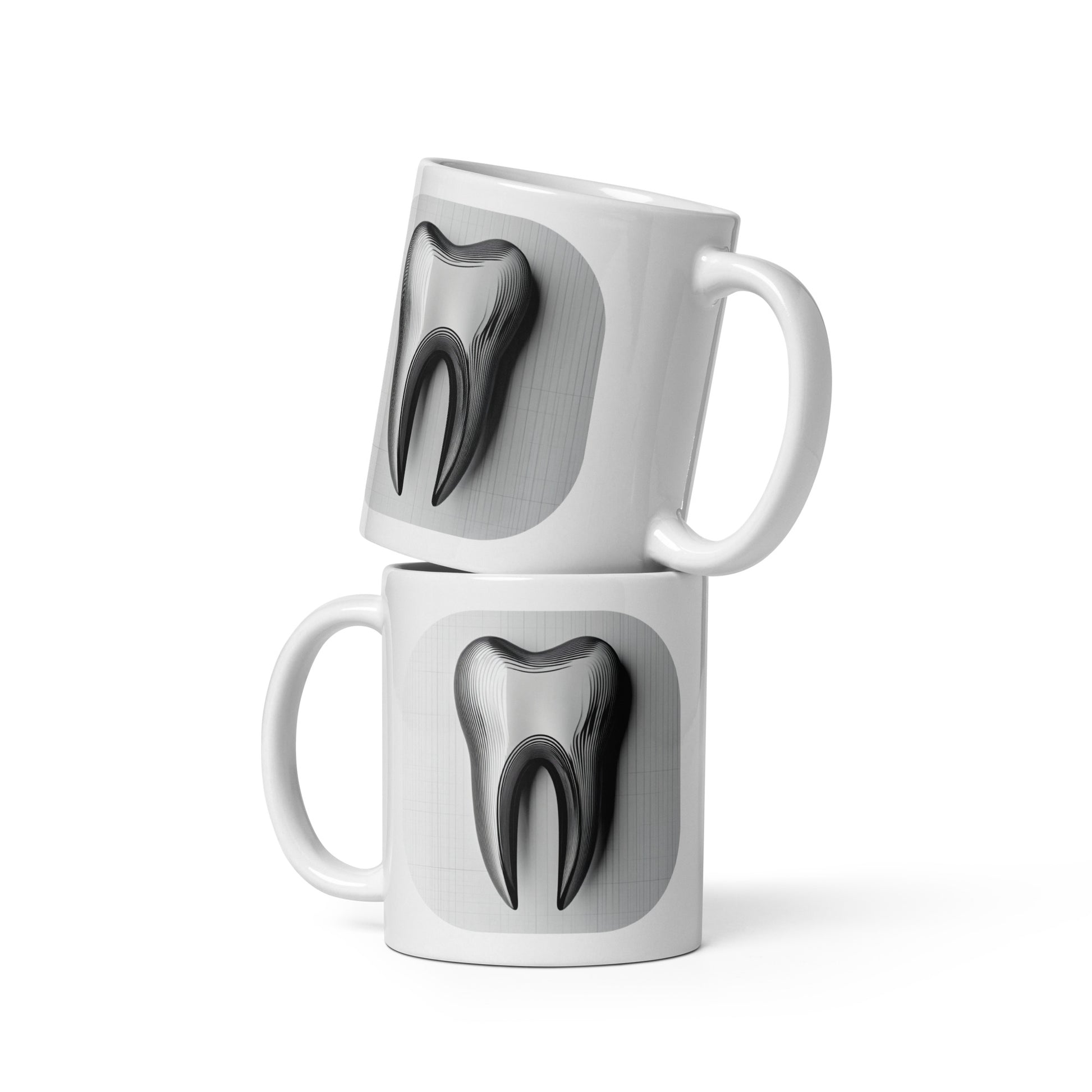 Tasse mit monochromem Zahnmotiv und minimalistischem Design – ideal für Zahnmediziner