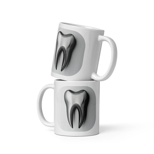Tasse mit monochromem Zahnmotiv und minimalistischem Design – ideal für Zahnmediziner