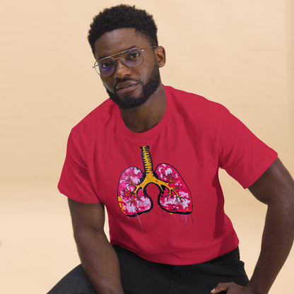 Unisex-T-Shirt aus Baumwolle mit farbenfrohem Lungenmotiv – ideal für Mediziner und Kunstliebhaber