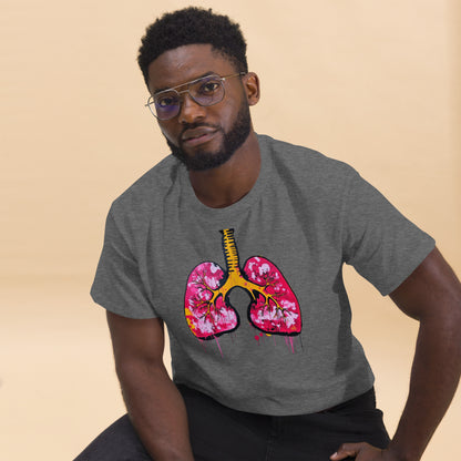 Unisex-T-Shirt aus Baumwolle mit farbenfrohem Lungenmotiv – ideal für Mediziner und Kunstliebhaber