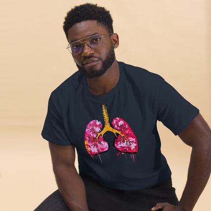 Unisex-T-Shirt aus Baumwolle mit farbenfrohem Lungenmotiv – ideal für Mediziner und Kunstliebhaber