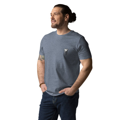 Unisex-T-Shirt aus Bio-Baumwolle mit kleinem Zahn-Logo auf der Vorderseite – ideal für Zahnmediziner