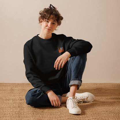 Unisex Bio-Pullover mit kleinem gesticktem Retro-Röntgenmotiv im Pop-up-Stil auf der Brust – minimalistischer Dental-Sweater für Zahnmedizin- und Streetwear-Fans in Schwarz oder Weiß