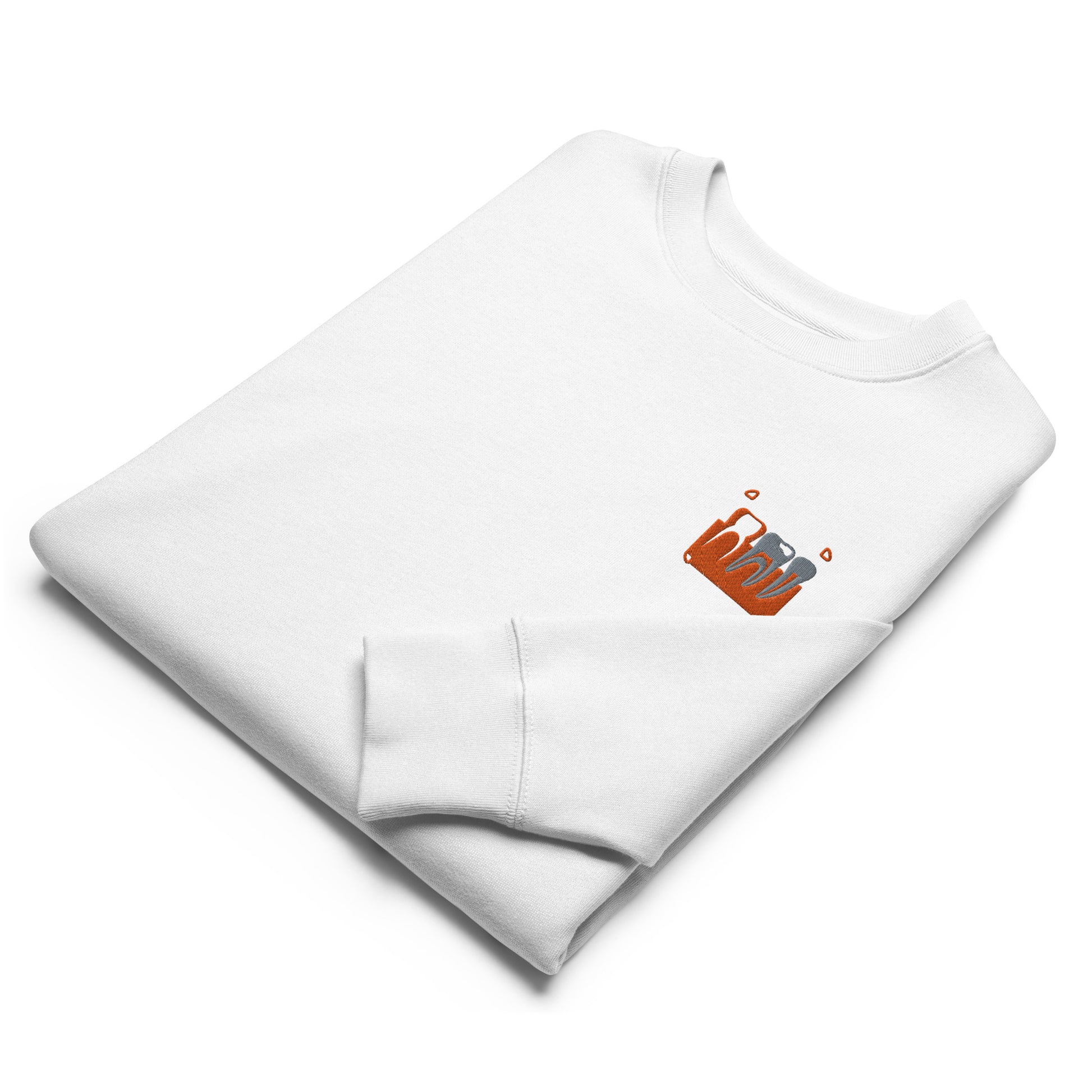 Unisex Bio-Pullover mit kleinem gesticktem Retro-Röntgenmotiv im Pop-up-Stil auf der Brust – minimalistischer Dental-Sweater für Zahnmedizin- und Streetwear-Fans in Schwarz oder Weiß