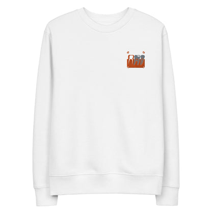 Unisex Bio-Pullover mit kleinem gesticktem Retro-Röntgenmotiv im Pop-up-Stil auf der Brust – minimalistischer Dental-Sweater für Zahnmedizin- und Streetwear-Fans in Schwarz oder Weiß