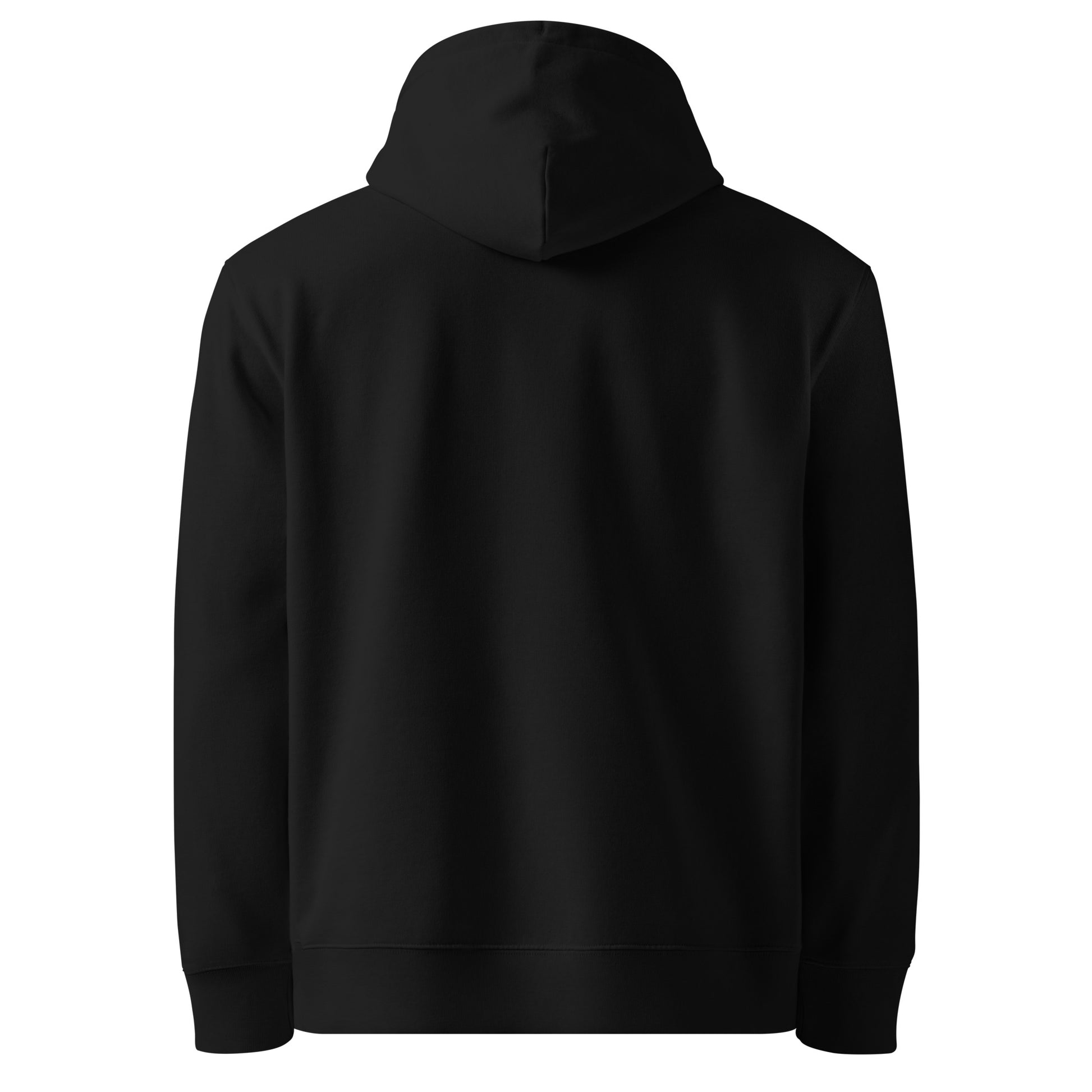 Umweltfreundlicher Unisex-Kapuzenpullover mit kleinem gesticktem Oberkiefer-Abdrucklöffel-Motiv auf der Brust – minimalistischer Dental-Hoodie in Schwarz oder Weiß