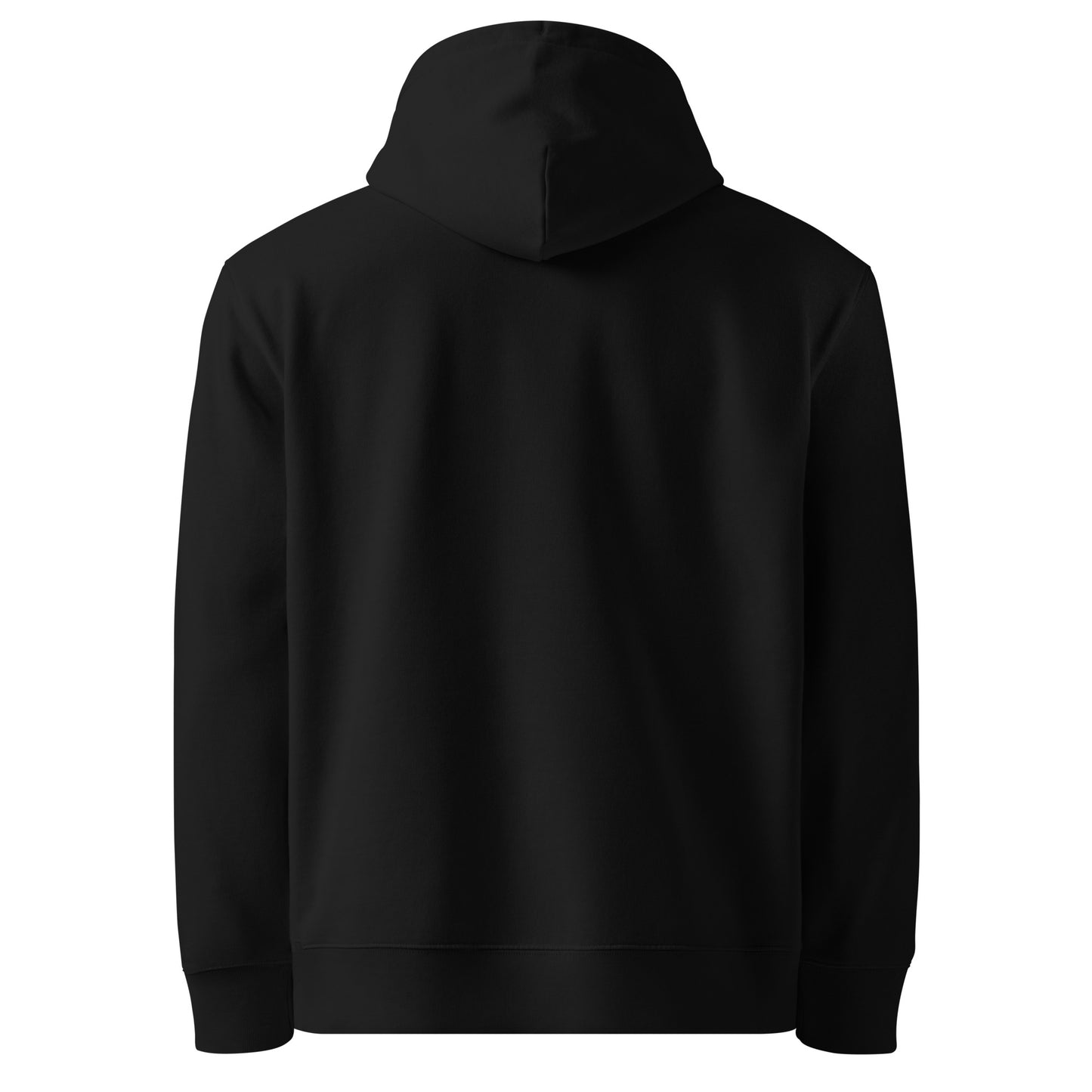 Minimalistischer Unisex-Bio-Hoodie mit kleinem gesticktem Winkelstück-Motiv in Schwarz oder Weiß – cleaner Dental-Streetwear-Look für Alltag, Uni und Praxis