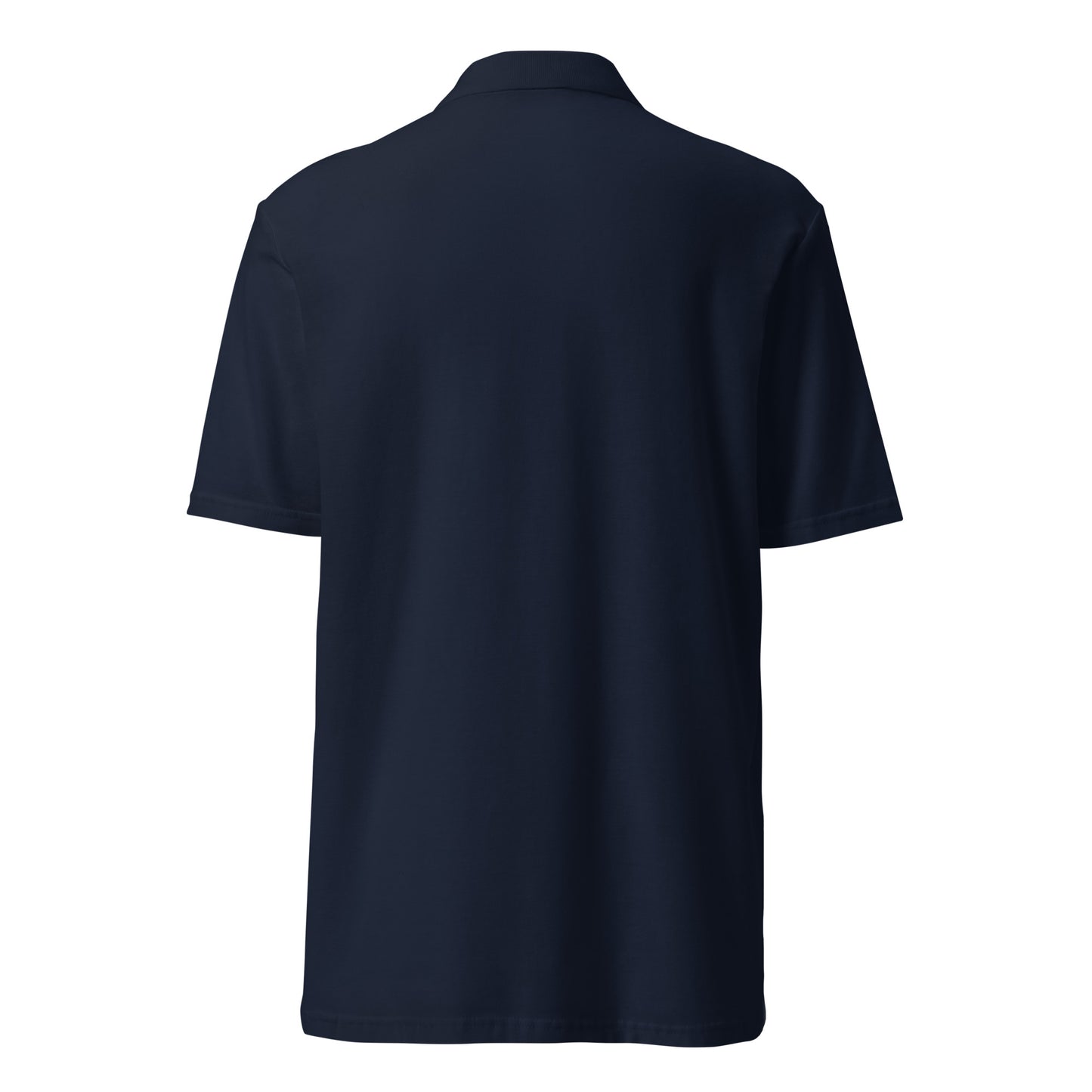 Unisex Piqué-Poloshirt mit kleinem gesticktem Oberkiefer-Abdrucklöffel-Motiv auf der Brust – minimalistisches Dental-Poloshirt in Schwarz, Navy oder Weiß