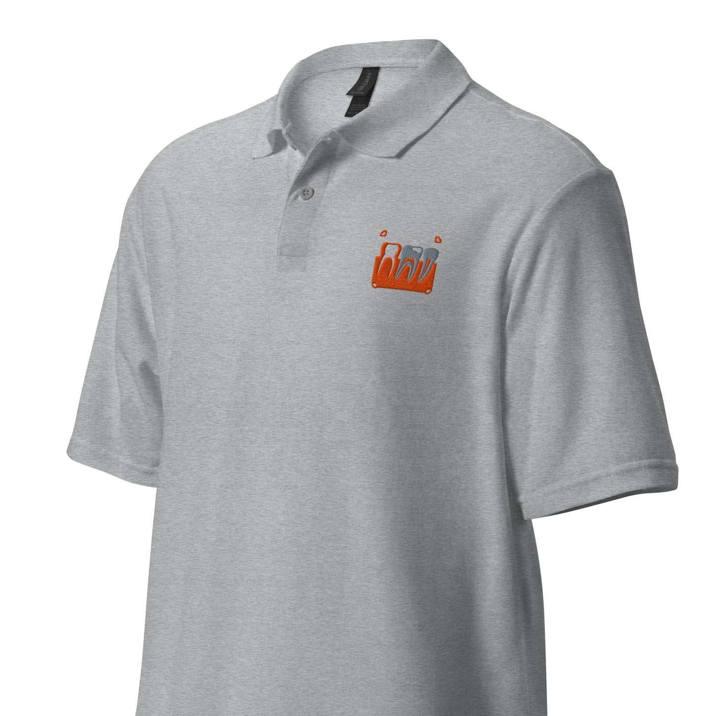 Unisex Piqué-Poloshirt mit kleinem gesticktem Retro-Röntgenmotiv im Pop-up-Stil auf der Brust – minimalistisches Dental-Workwear-Polo für Zahnmedizin- und Streetwear-Fans in Schwarz, Sportgrau, Navy oder Weiß