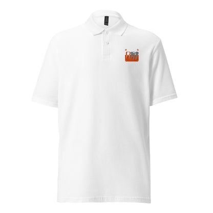 Unisex Piqué-Poloshirt mit kleinem gesticktem Retro-Röntgenmotiv im Pop-up-Stil auf der Brust – minimalistisches Dental-Workwear-Polo für Zahnmedizin- und Streetwear-Fans in Schwarz, Sportgrau, Navy oder Weiß