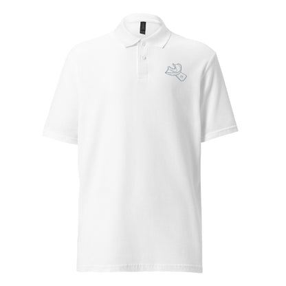 Minimalistisches Unisex-Piqué-Poloshirt mit gesticktem Unterkiefer-Abdrucklöffel-Motiv – professioneller Dental-Look in schwarz, navy und weiß