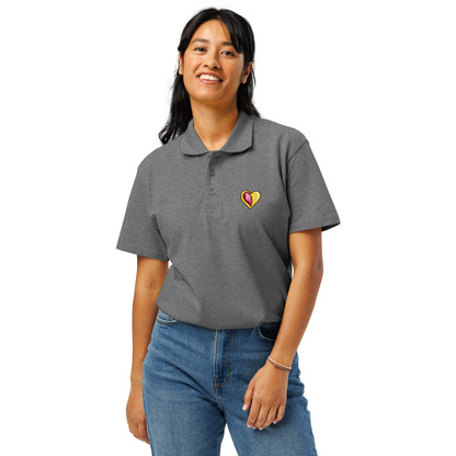 Premium-Piqué-Poloshirt mit Herzmotiv im Cordis-Pop-Design